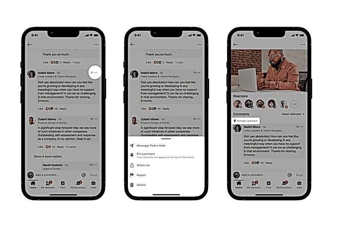 linkedin pinned comment