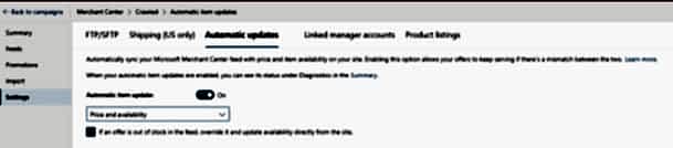 Microsoft Shopping Campaigns - Automatic item update