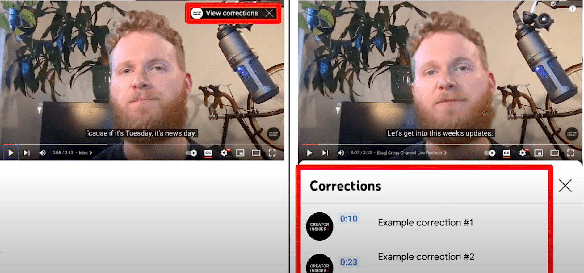 YouTube Corrections